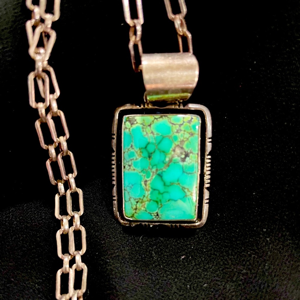Sterling silver Navajo P.Sanchez turquoise